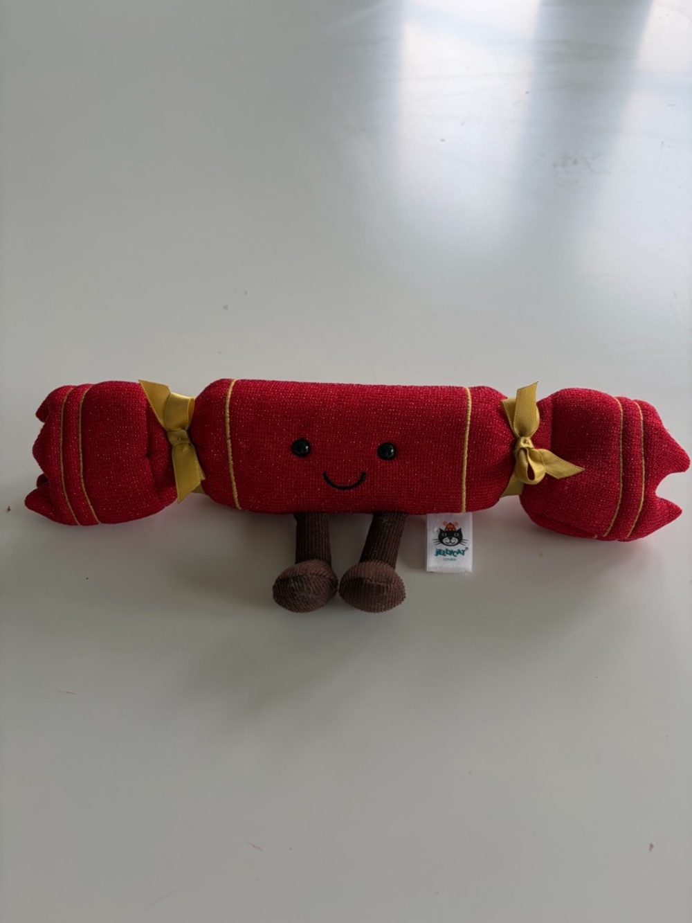 Jellycat Red Christmas Cracker Plush with Gold Ties